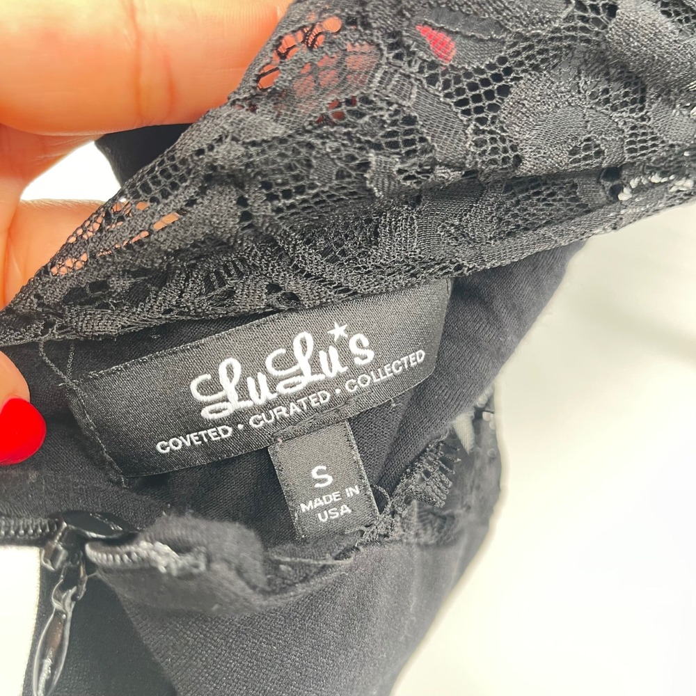 Lulus Women's Size‎ S Black Lace Halter Bodycon Party Cocktail Mini Dress - Picture 6 of 12